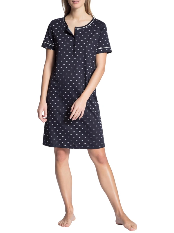 CALIDA Women's Night Lovers Nightgown, Opaque, Dark Lapis Blue, 52-54