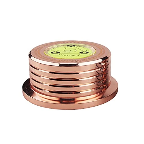 Disc Stabilizer, High Precision Turntable Disc Record Stabilizer Clamp, Portable LP Vinyl Turntables Metal Disc Stabilizer for LP Vinyl Record Player CD Player, Chassis, Speakers, etc(Rose Gold)