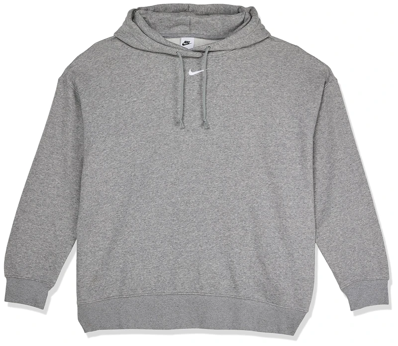 Nike DJ7668-063 W NSW ESSNTL CLCTN FLC OS HD Sweatshirt Women's DK GREY HEATHER/BASE GREY/(WHITE) L