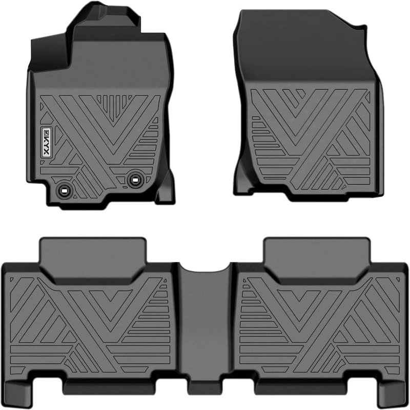 KYX Floor Mats Fits for 2013-2018 RAV4 (Not Fit Hybrid Models), All Weather Protection Floor Liners Full Set Include 1st and 2nd Row Front & Rear, Car Mats TPE Black