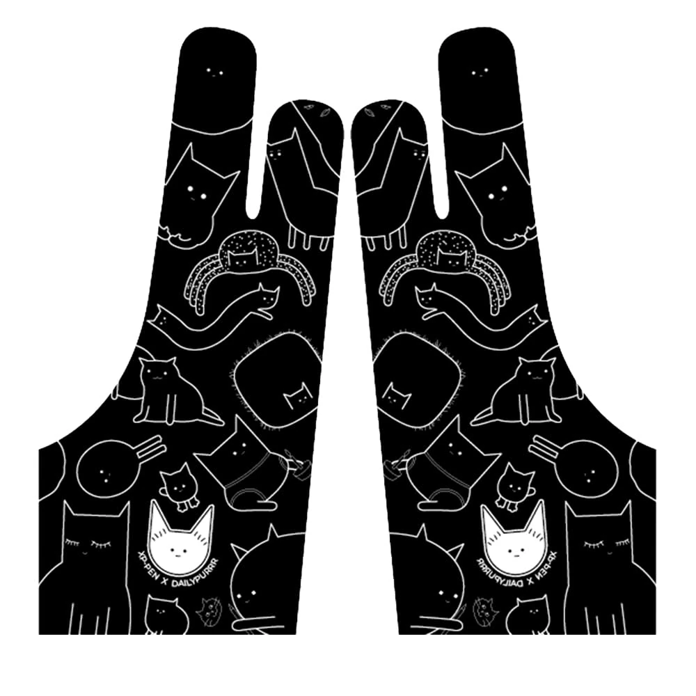 XP-Pen Anti-fouling Drawing Glove Free Size for Right Hand or Left Hand Two Finger Gloves for Graphics Drawing, Tablet, Pad and Art Creation (2/PCS)