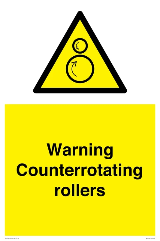 Warning Counterrotating rollers Sign - 400x600mm - A2P