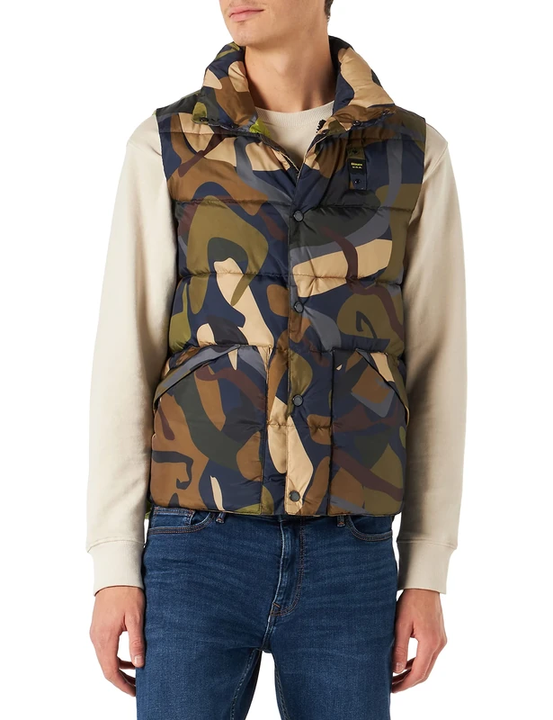 Blauer Men's Padded Sleeveless Wadding Down Vest, 717 Hay Green, XXXL