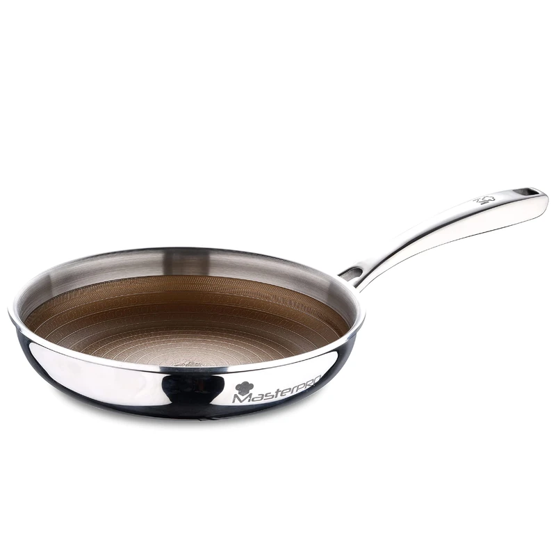 MasterPRO Giro 3 | 20 cm Non-Stick Frying Pan | with Triple Layer Stainless Steel and Aluminium | Has Ergonomic Handle | Stainless Steel Frying Pan | for All Types of Cookers