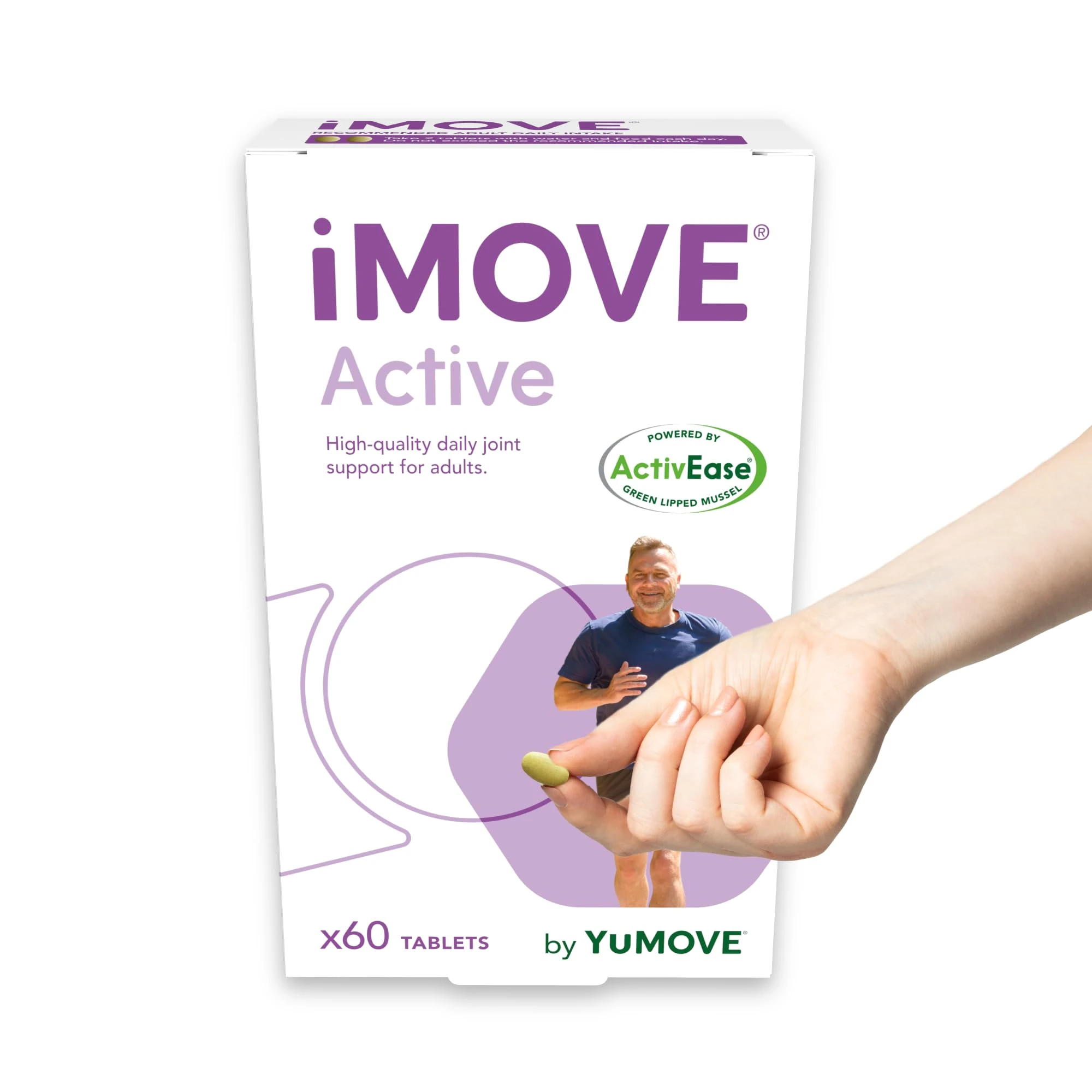 iMOVE Active, Natural Joint Care Supplements for Men & Women, Includes Glucosamine HCl, Green Lipped Mussel, Hyraluronic Acid, Vitamin E and C and Manganese, 60 Tablets