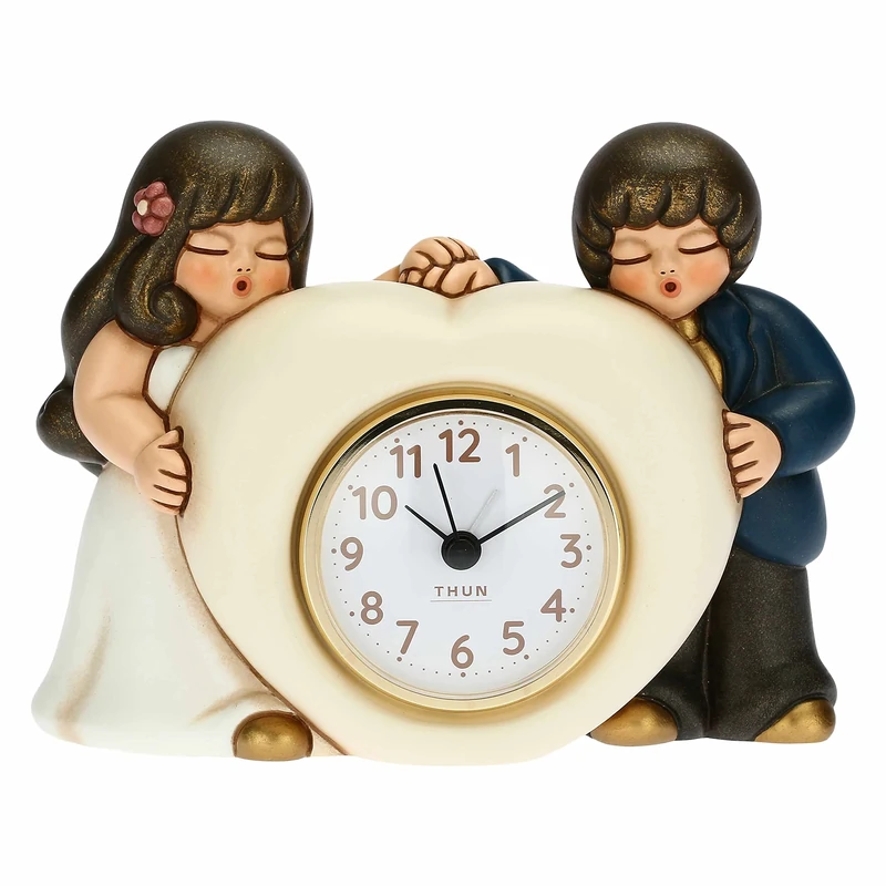 THUN - Table Clock with Brides - Ceramic, Plastic Mechanism - Living, Home Decor