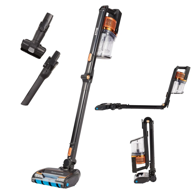 Shark Cordless Vacuum Cleaner with Anti-Hair Wrap Technology, 60 Min Battery Life, Flexible DuoClean Vacuum Cleaner, Wireless, Crevice Nozzle and Multi-Surface Attachment, Black/Copper, IZ300EU