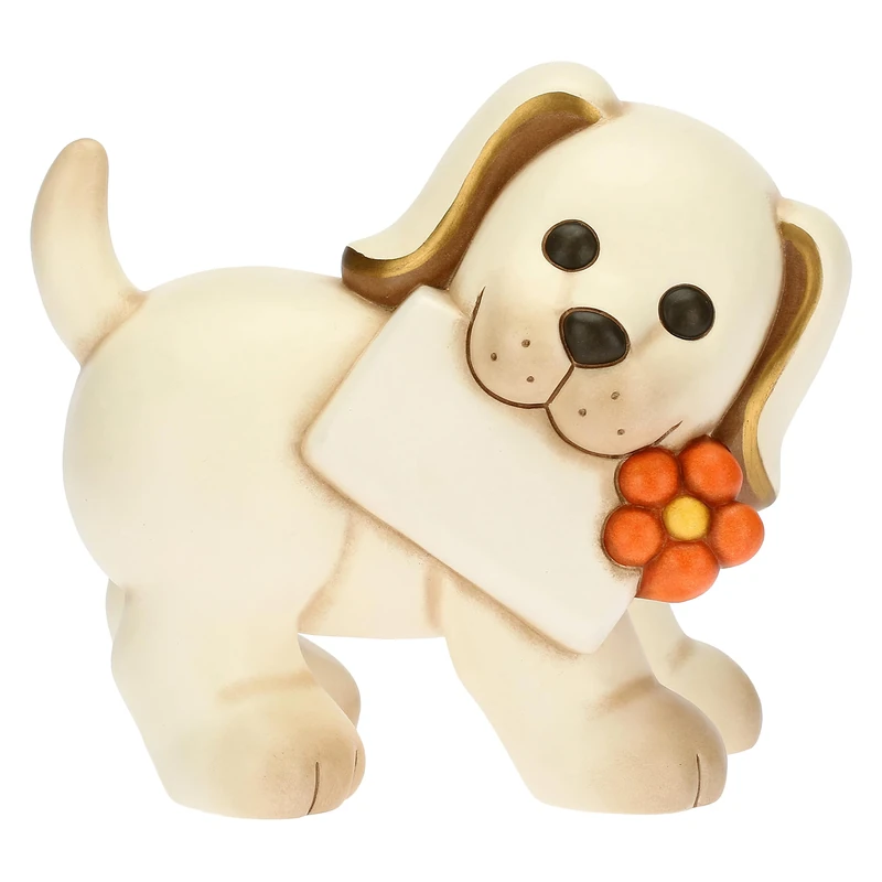 THUN - Dog with Customisable Sign - Living, Icons, Animals and Minianimals - Hand-Painted Ceramic - 17.7x12.5x10cm h