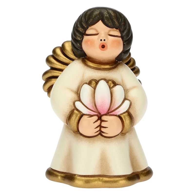 THUN - Guardian Angel with Lotus Flower - Ceramics - Living, Icons - 4.8x5x7.5cm h