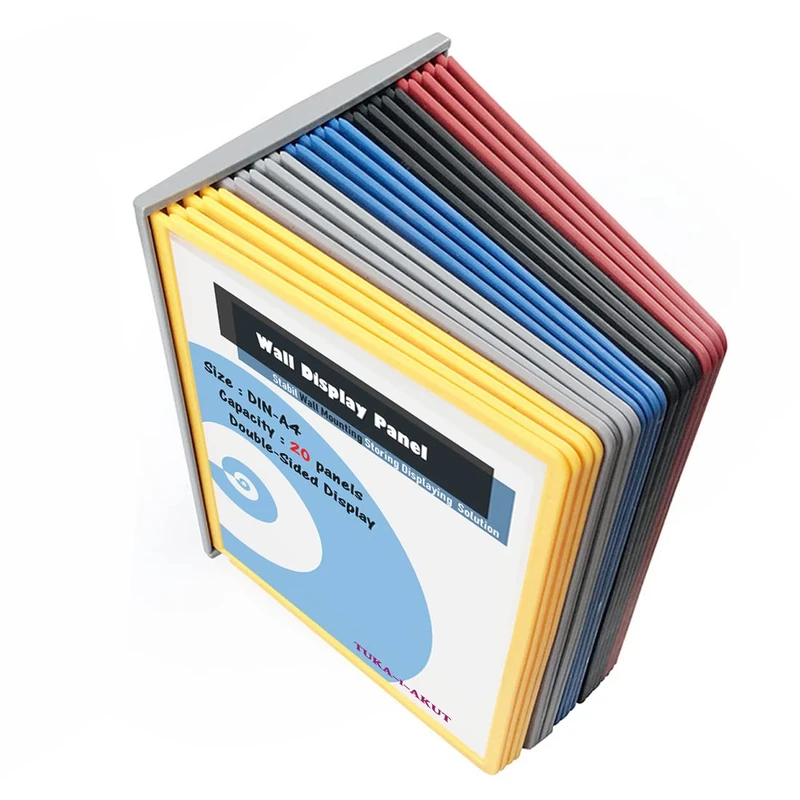 TUKA-i-AKUT Wall Display Panel System 20 Panels A4, Wall Lectern Display Panel Display Board System, for Storing Consultation and Presentation Documents. Assorted Colours, TKD8222-20x Bunt