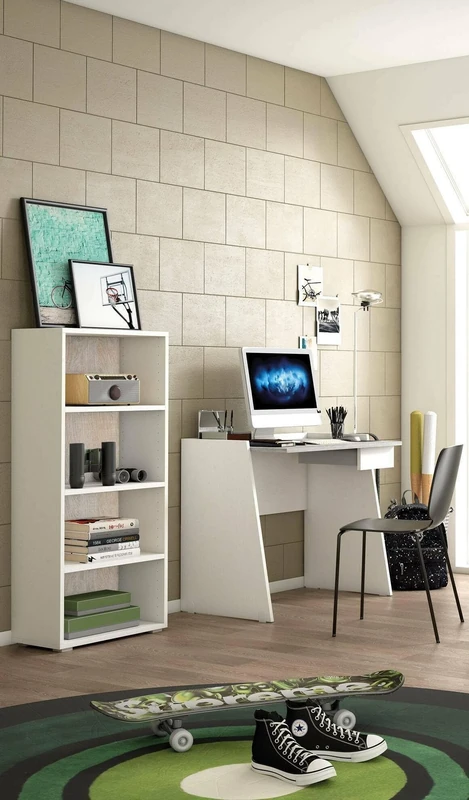 Dmora - Bookshelf Giacinto, Library with 3 adjustable shelves, Bookshelf, Wall unit with shelves, 100% Made in Italy, 60x30h130 cm, White and Oak