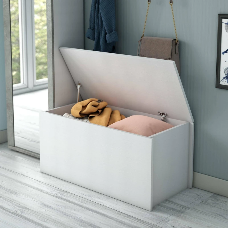 Dmora - Chest Miltonia, Capacious multipurpose storage box, Modern chest, 100% Made in Italy, 90x45h45 cm, White