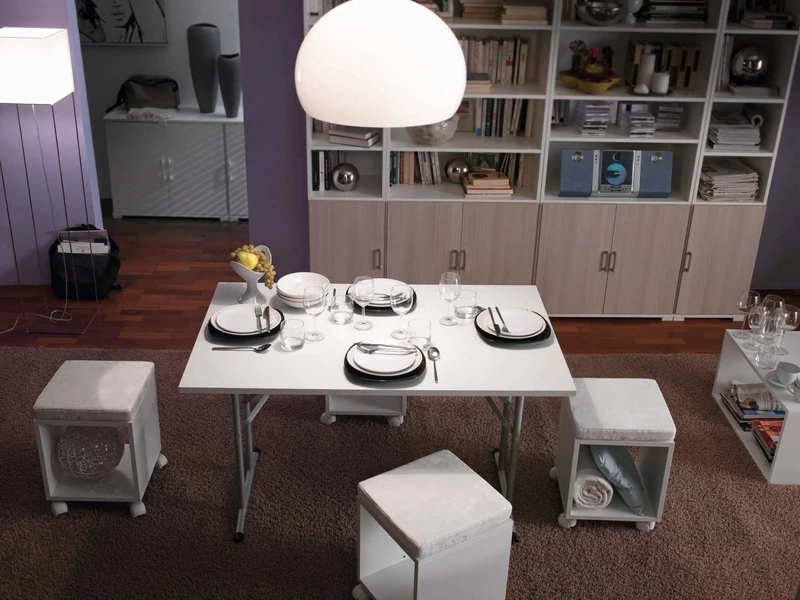 Dmora - Folding Table Arnica, Camping table with folding metal legs, Multipurpose modern dining table, 100% Made in Italy, 125x75h80 cm, White