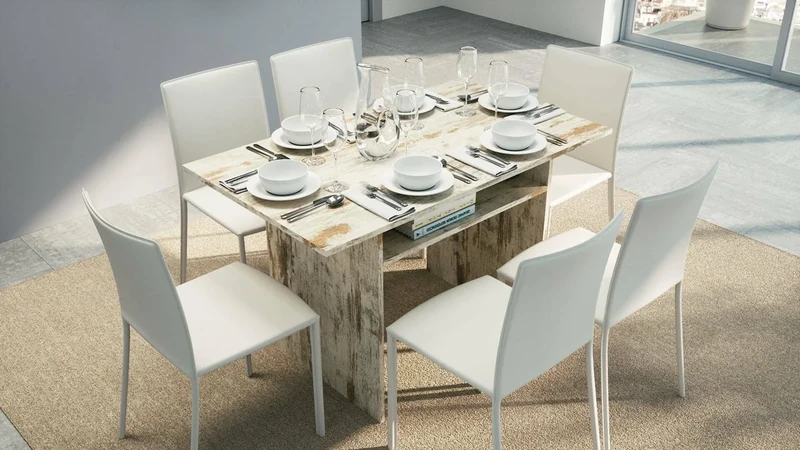 Dmora - Extendable Console table Lavanda, Dining table with book opening, Extendable multipurpose console, 100% Made in Italy, 120x70h75 cm, Vintage