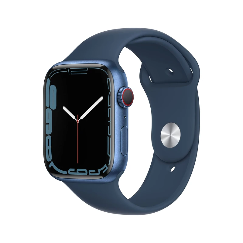 Apple Watch Series 7 (GPS + Cellular, 45MM) Blue Aluminium Case with Abyss Blue Sport Band (Renewed)
