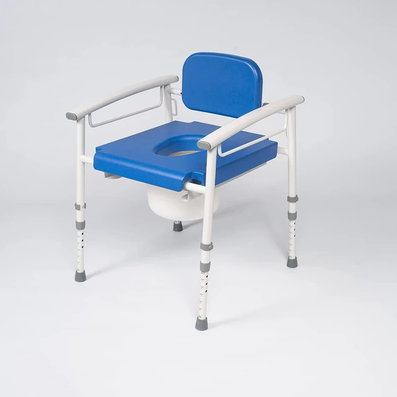 NRS Healthcare Nuvo Petite Paediatric Children's Height & Width Adjustable Commode with Padded Seat and Backrest, White and Blue