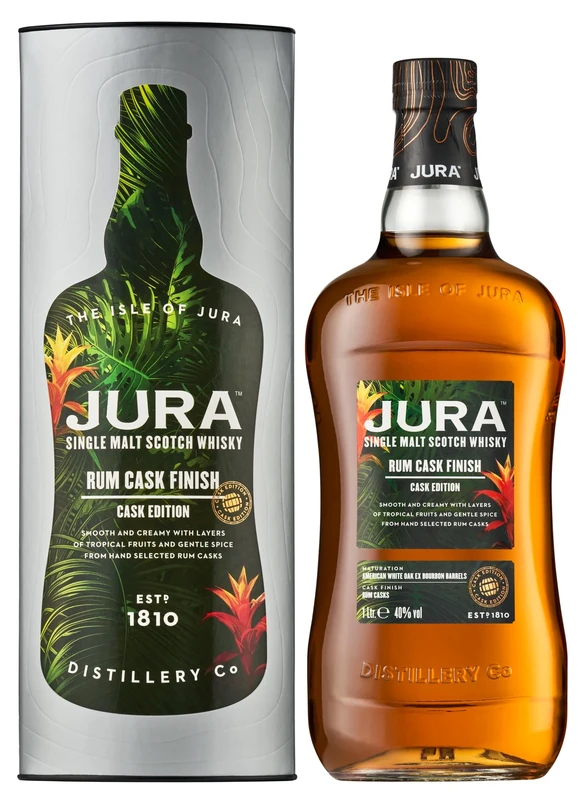 Jura Caribbean Rum Cask Edition Single Malt Scotch Whisky 1L | Fruity and Balanced 40% vol | More than a Whisky, made by a Scottish Island Community | A Fruity, Smooth and Exotic Single Malt