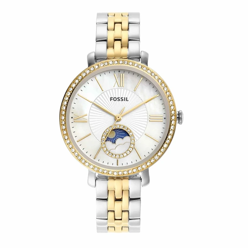 Fossil Watch for Women Jacqueline, Multifunction Movement, 36 mm 2-Tone Stainless Steel Case with a Stainless Steel Strap, ES5166