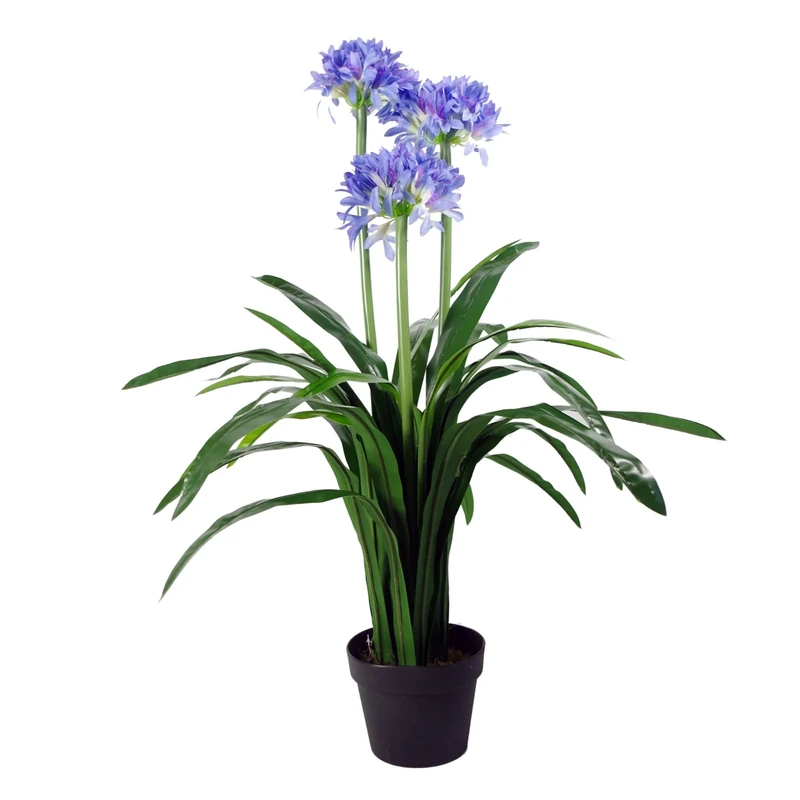 Leaf Design UK Realistic Artificial Blossom Tree, Agapanthus Flower Blue, 90cm