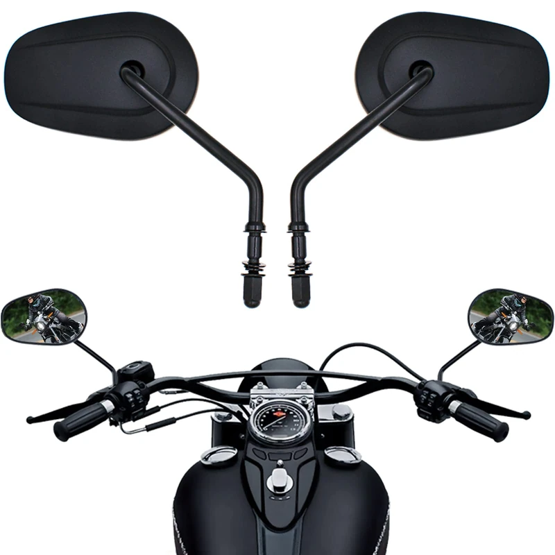 BISHERDER Black Motorcycle Cruiser Blade Rear View Mirrors Side Mirrors For Harley Davidson Road King Street Electra Glide Road Glide Dyna Softai Sportster 883 1200 (Black1)