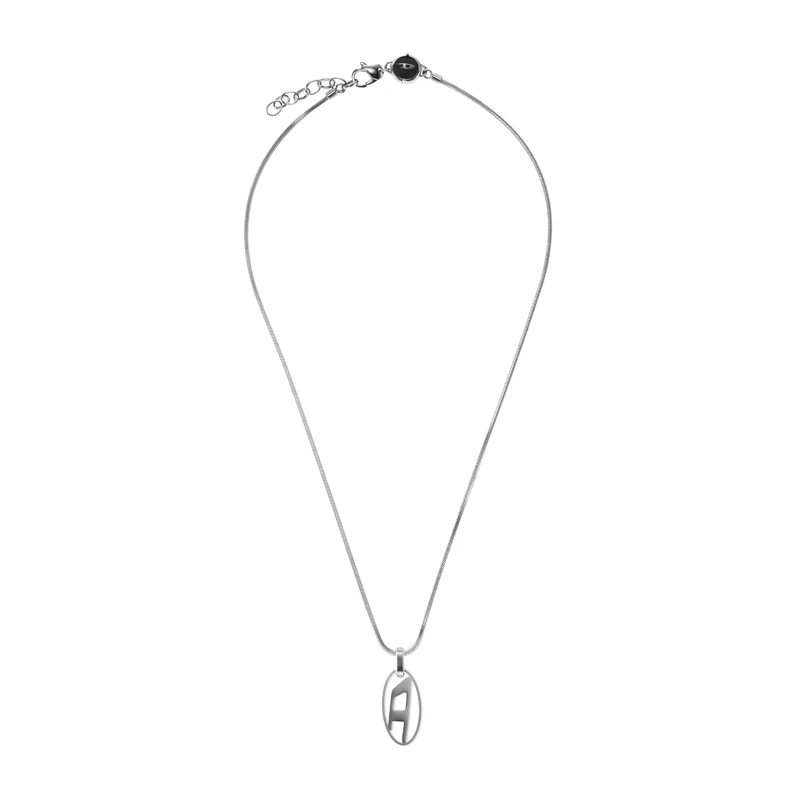 Diesel Necklace for Men Single Pendant, L550xW2.0mm Silver Stainless Steel Necklace, DX1342040