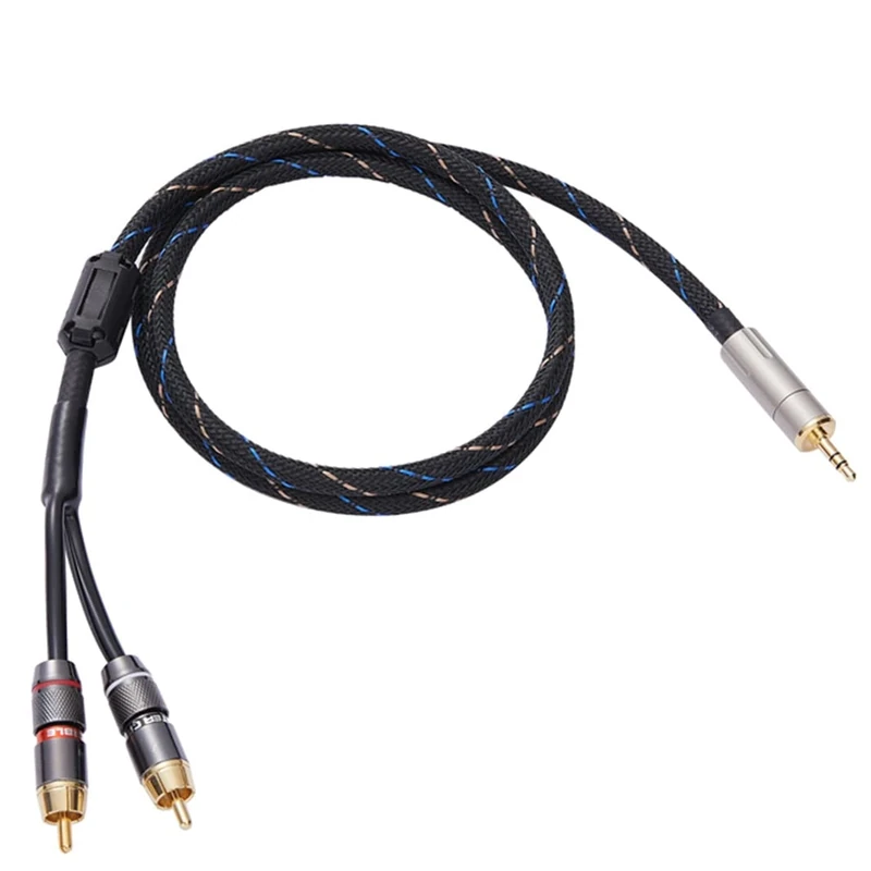 JORZOR Audiophile 3.5mm Male to 2 Male RCA Audio Cable, Hi-Fi Sound Nylon-Braided RCA to Aux Compatible with Echo Dot, Stereo Receiver, Speaker & HDTV ect (5M(16.4FT))