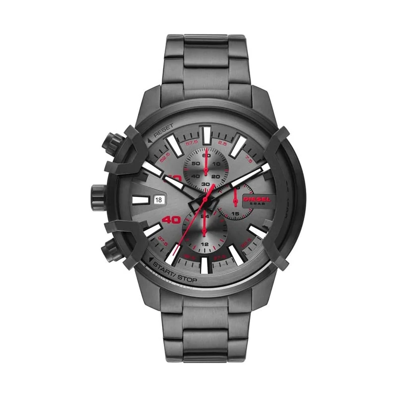 Diesel Watch for Men Griffed, Chronograph Movement, 48 mm Gunmetal Stainless Steel Case with a Stainless Steel Strap, DZ4586