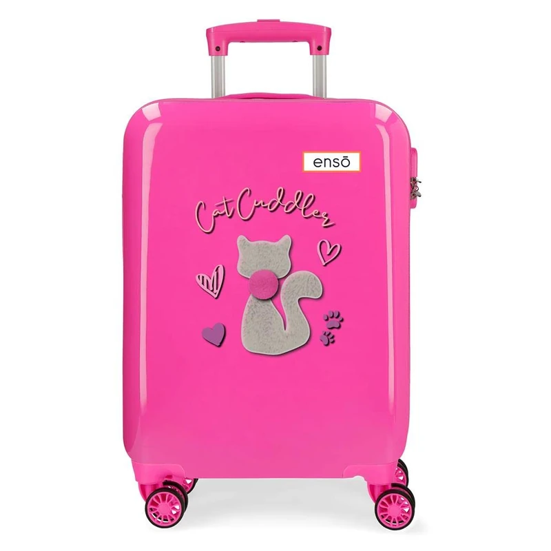 Enso Cat Cuddler Cabin Trolley, Pink, Standard Size, Suitcase