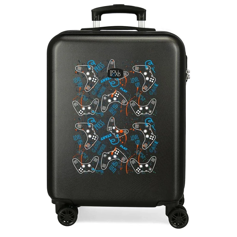 Roll Road Roll Road Gamers Cabin Suitcase Black 38 x 55 x 20 cm Rigid ABS Side Combination Lock 35 2 kg 4 Wheels Double Hand Luggage