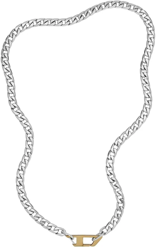 Diesel Necklace for Men Steel, L600xW7.5xH3.2mm Silver Stainless Steel Necklace, DX1343040