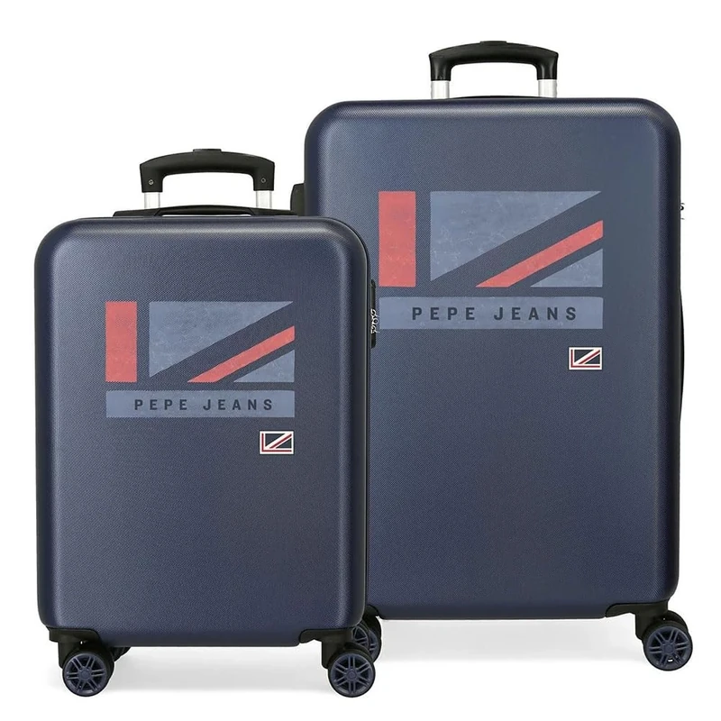 Pepe Jeans Aidan Suitcase Set Blue 55/65 cm Rigid ABS Side Combination Lock 90 7.5 kg 4 Wheels Double Hand Luggage