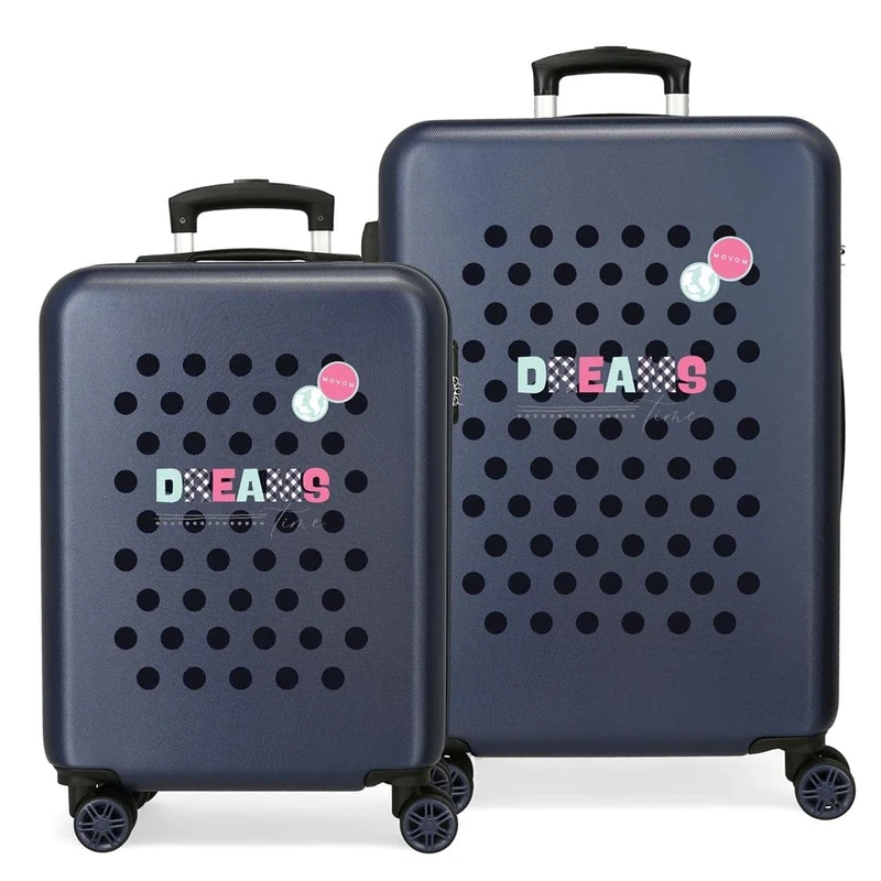 Movom Dreams Time Suitcase Set Blue 55/65 cm Rigid ABS Side Combination Lock 91 6 kg 4 Wheels Double Hand Luggage