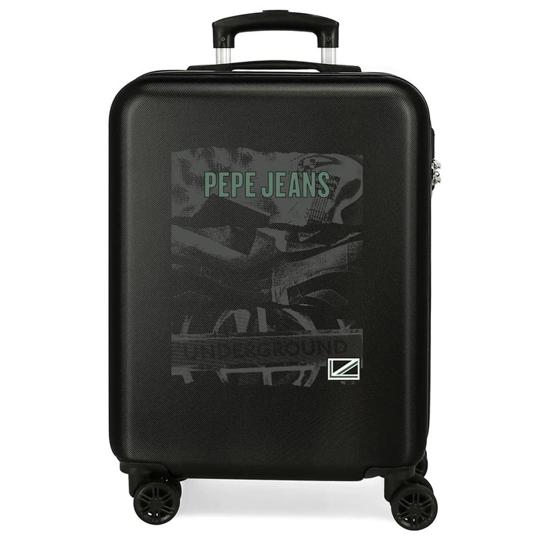 Pepe Jeans Davis Cabin Suitcase Black 38 x 55 x 20 cm Rigid ABS Side Combination Lock 35 2 kg 4 Wheels Double Hand Luggage