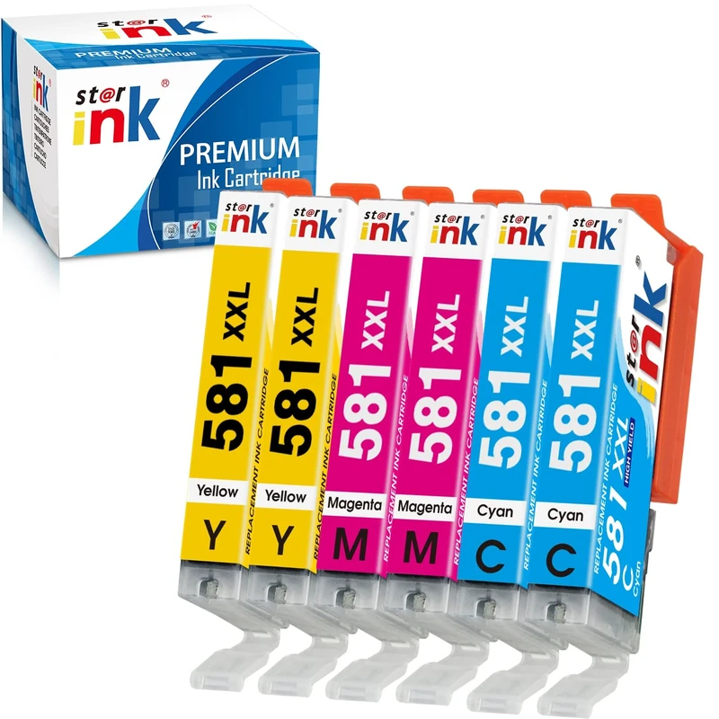 581XXL Compatible with Canon 581 Ink Cartridges Replacement for Canon Pixma TS705 TS6350 TS8150 TS6150 TS6250 TS8350 TS8250 TS9550 TS6151 TR8550 (2 Cyan 2 Magenta 2 Yellow)