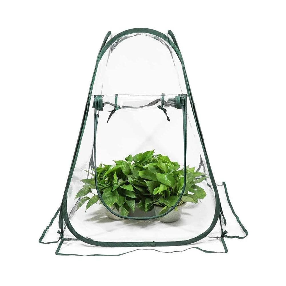 WAIZHIUA Mini Greenhouse Portable PVC Pop Up Grow Tent Greenhouse Gardening Plant Cover Indoor Outdoor Grow House with 4pcs Stakes for Garden Backyard Patio Plant Cold Frost Protector(70x70x80cm)