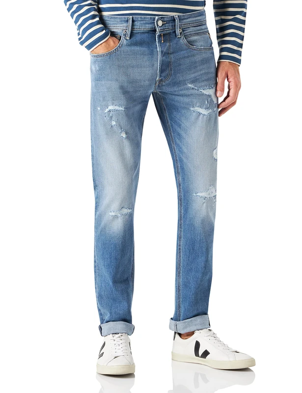 REPLAY Men's Willbi Jeans, 010 Blue Denim, 27W x 32L