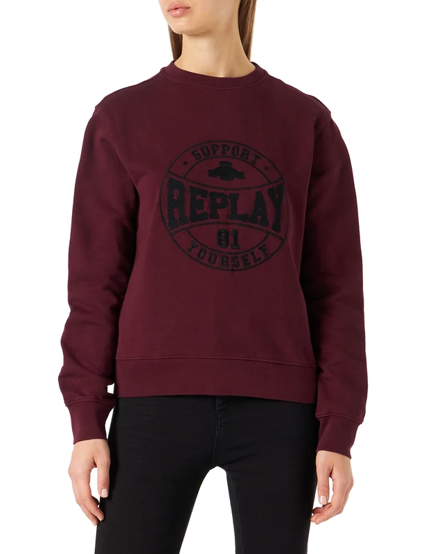 REPLAY Women's W3709 Sweatshirt, 459 Bordeaux Royal, XL