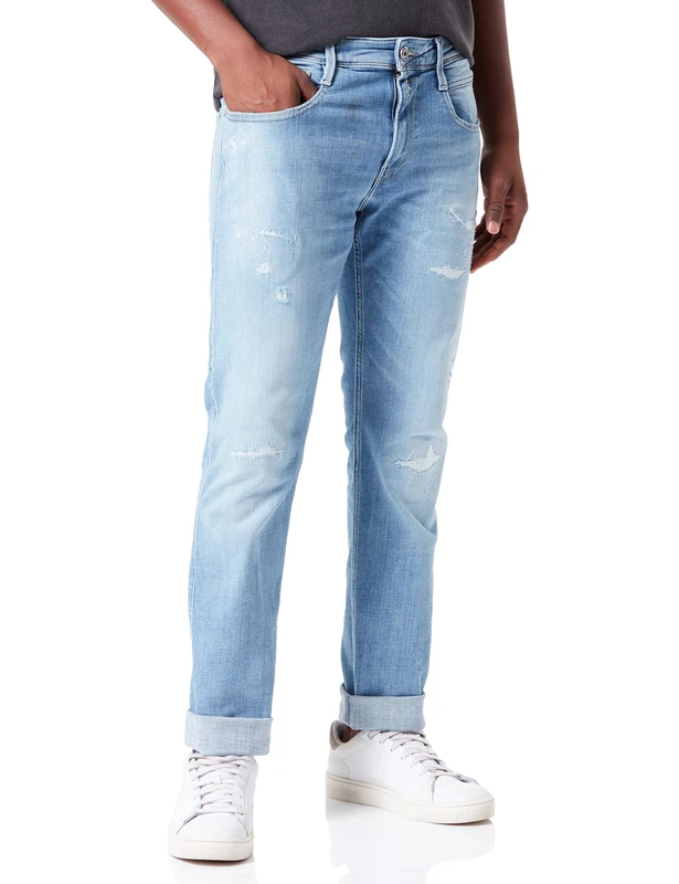 REPLAY Men's Anbass Aged Jeans, 010 Light Blue, 2834