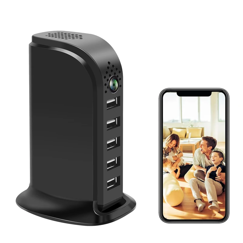 sakalaka 1080P HD WiFi Security Camera Mini Cameras with 5-Port USB Hub, Loop Recording, Motion Detection & Remote Viewing for Home and Office