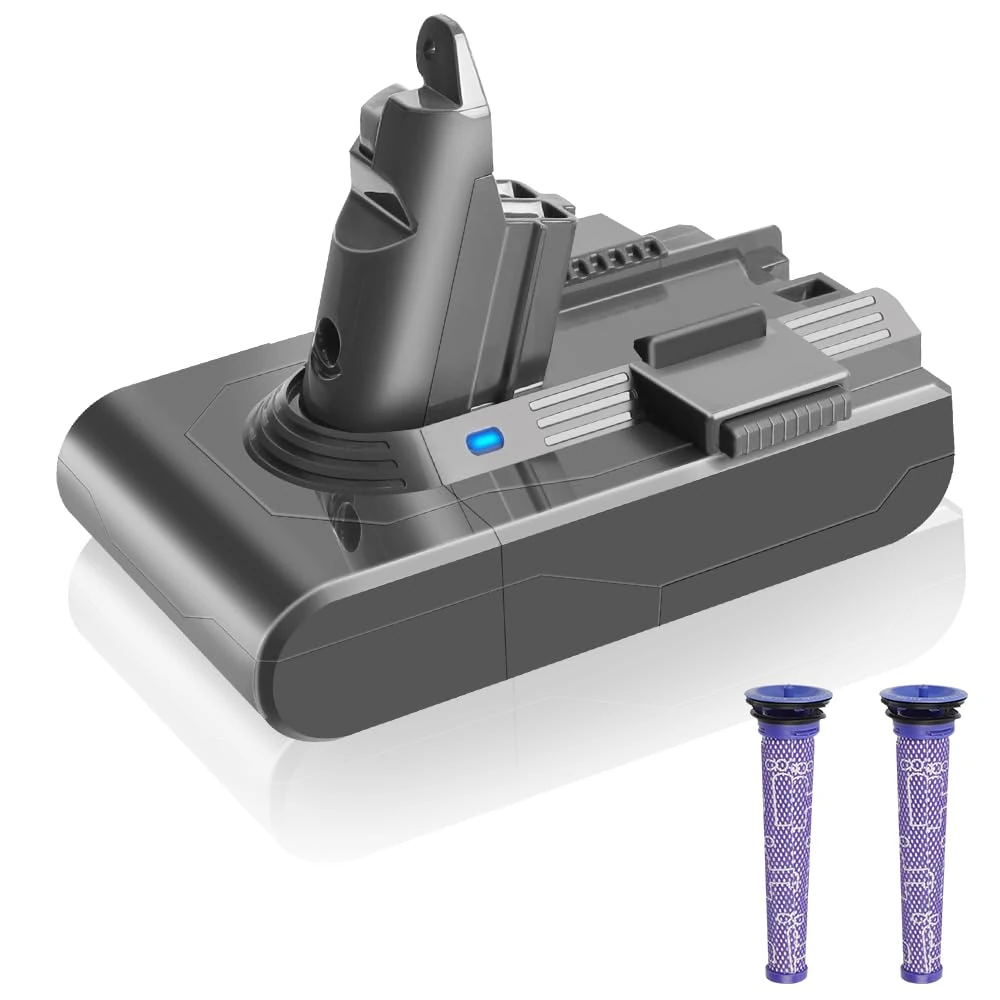 Power Elektro Upgraded 21.6V 4.5Ah Battery for dyson v6 battery replacement V6 DC58 DC59 DC61 DC62 DC72 DC74 Absolute Animal Motorhead Slim SV03 SV04 SV05 SV06 SV07 SV09 with 2 Pack Filte