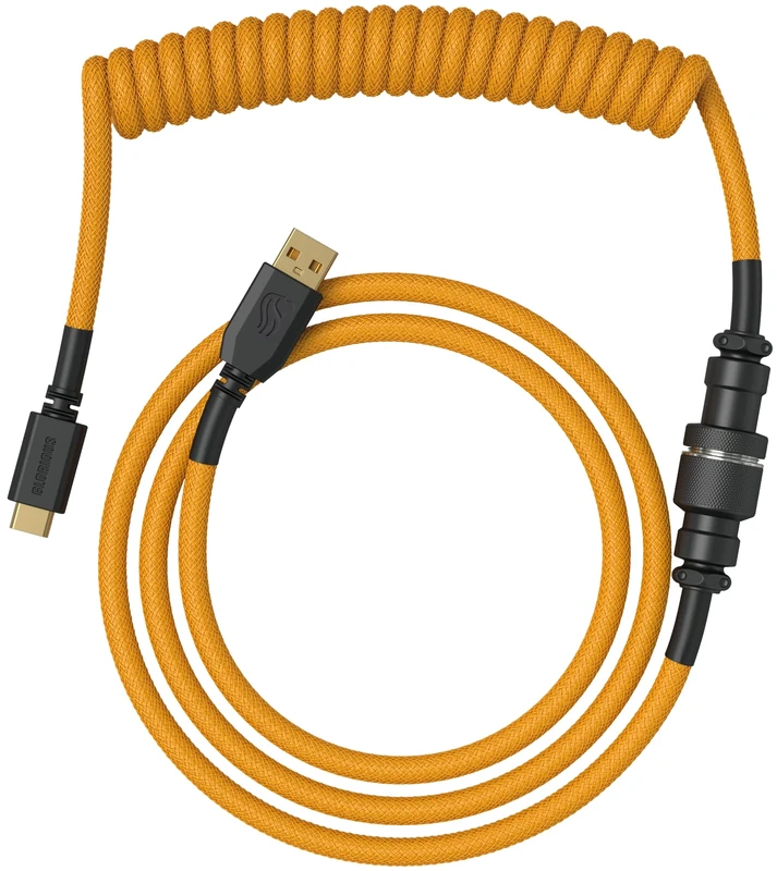 Glorious Gaming Premium Coiled Keyboard Cable - Gold Plated USB-A (PC) to USB-C (Keyboard), Tangle Resistant, Double Braided Sleeving for Peak Durability, 5-Pin Aviator Mid-Connection - Glorious Gold