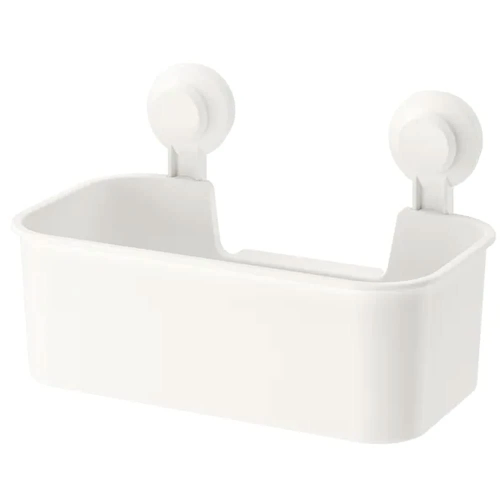 Ikea Tisken Basket With Suction Cup For Storage, White(Polycarbonate Plastic, Synthetic Rubber, Abs Plastic, Pack Of 1.00)