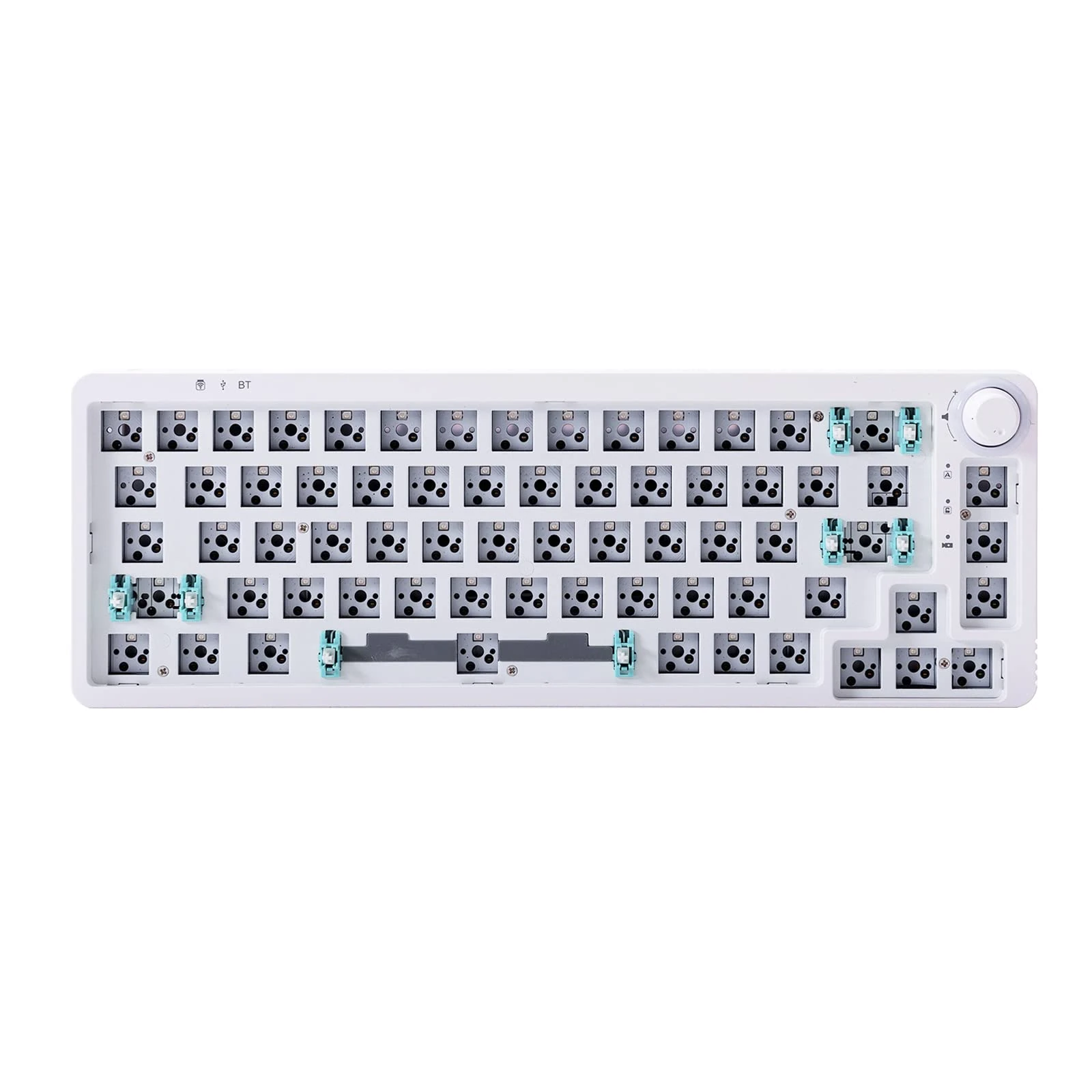 GK GAMAKAY LK67 65% RGB Modular DIY Mechanical Keyboard, 67 Keys Hot Swappable 3pin/5pin Switch, Programmable Bluetooth 5.0/USB-C Wired/2.4GHz Wireless Customized Keyboard Kit (White)