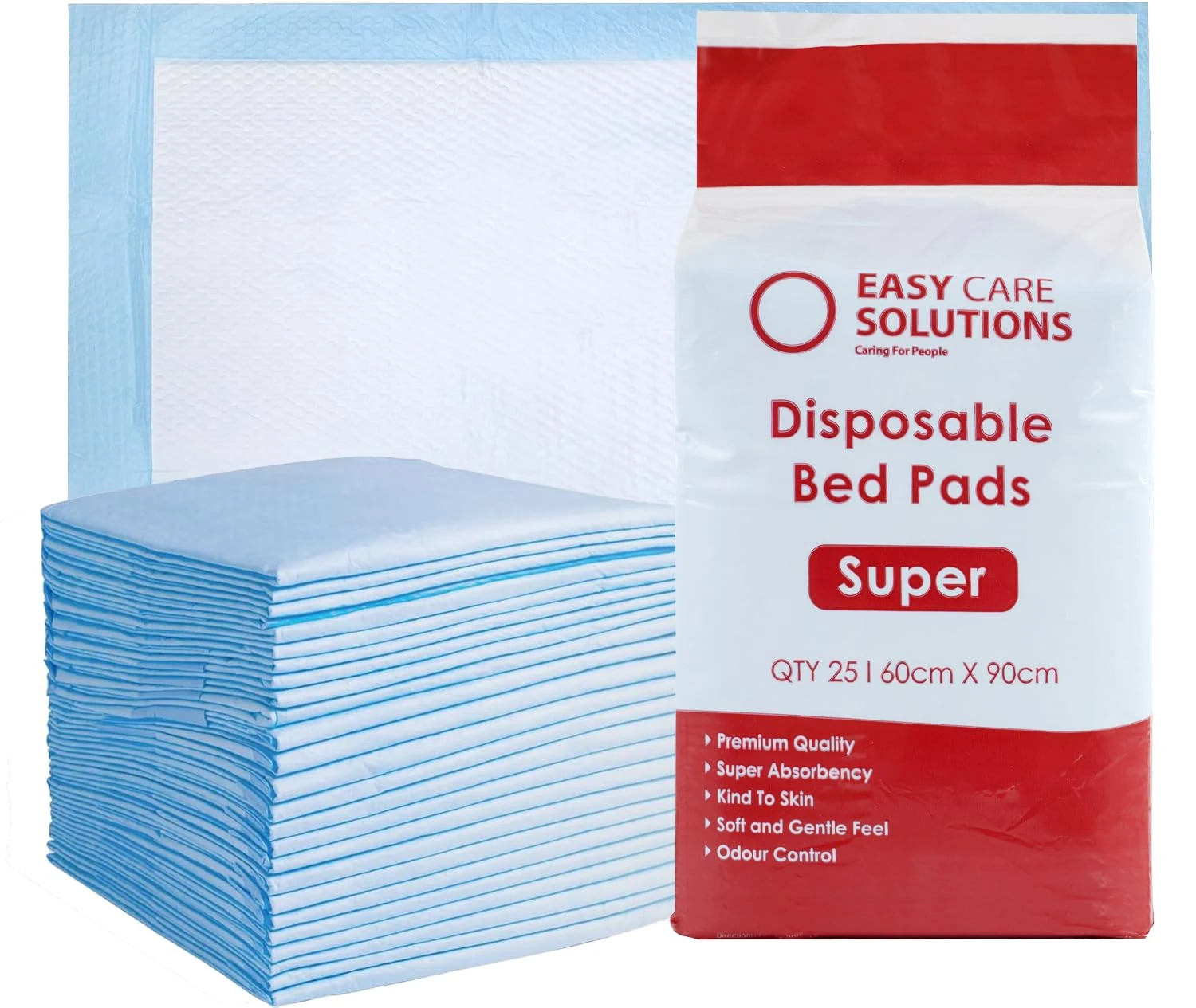 100 x Easy Care Solutions 60 x 90 cm Super | Premium Disposable Incontinence Bed Pads | High Absorbency Underpads, Bed Mats, Mattress Protectors, Incontinence Pads | 4 Packs of 25