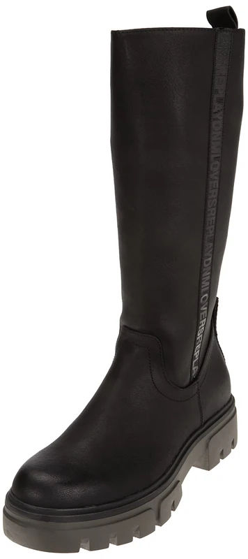 Replay Women's Hanna High Knee Boot, 1659black Mil Grn, 2 UK - Image 1