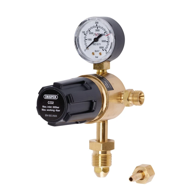 Draper 70151 Industrial Gas Bottle Regulator with Single Gauge, 300 bar - Image 1