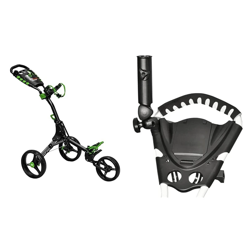 EZE Glide Compact+ 3 Wheel Golf Trolley - Charcoal/Lime, Aluminium, Foldable