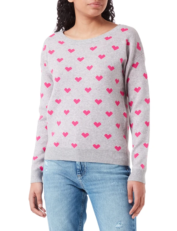 myMo at night Women's Knitted Jumper, Grey Multi-Coloured, XL/XXL