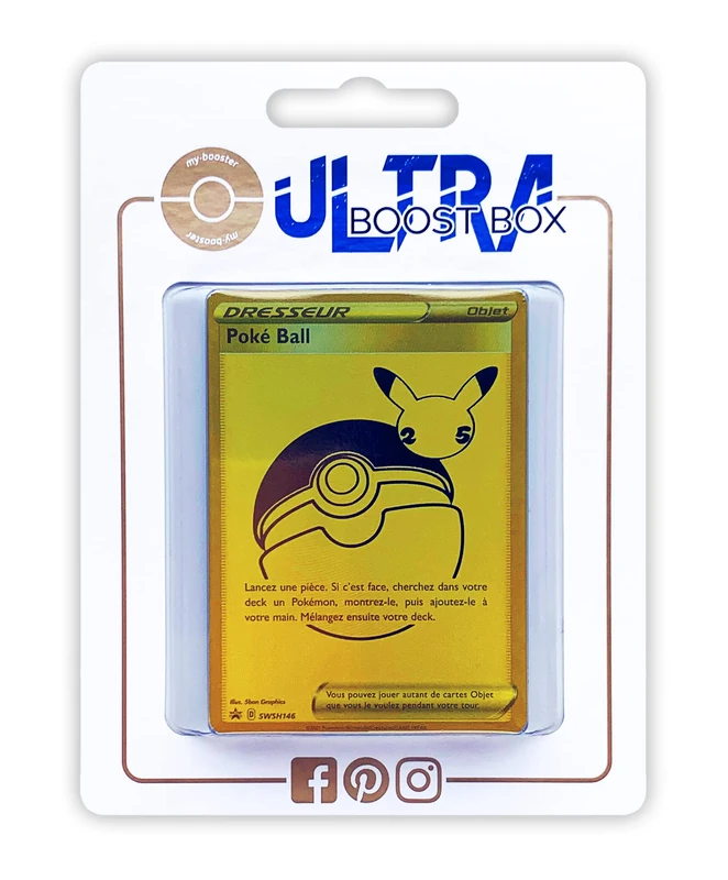 Poké Ball SWSH146 Gold Secret Trainer - Ultraboost X Sword & Shield - Celebrations - 25 Years - Box of 10 French Pokémon Cards