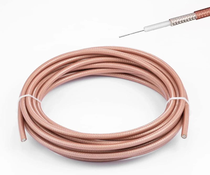 Vecys RG142 Cable Low Loss RF Coaxial Cable 32.8FT/10M Brown Silver-Plated Copper Double Shielded Coax